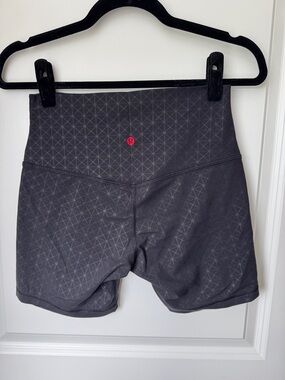 lululemon athletica Dark Gray Bike Shorts with Pink Logo